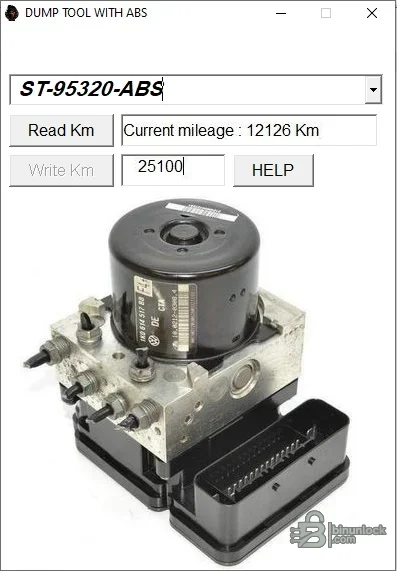 ABS Dump Tool interface with ST-95320-ABS and ST-95640-ABS profiles for Renault and Dacia mileage data
