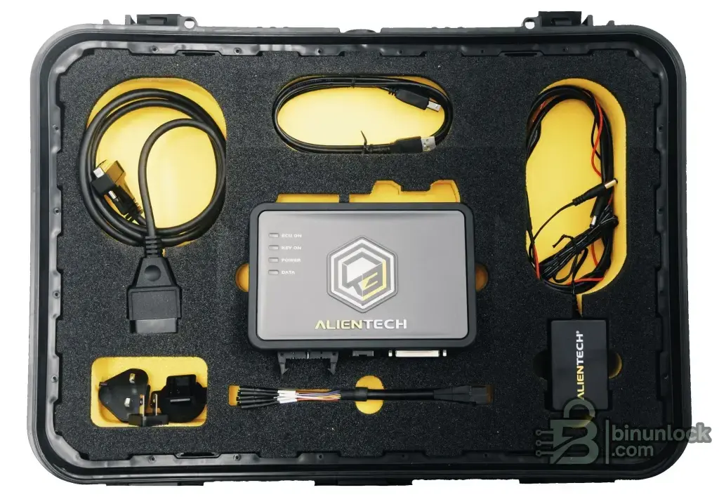Alientech KESS3 ECU and TCU flashing tool kit with cables and case.