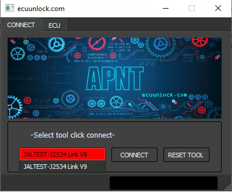 APNT 2024 build connect screen with J2534 interface selection and connect controls for Chrysler ECU service tasks.