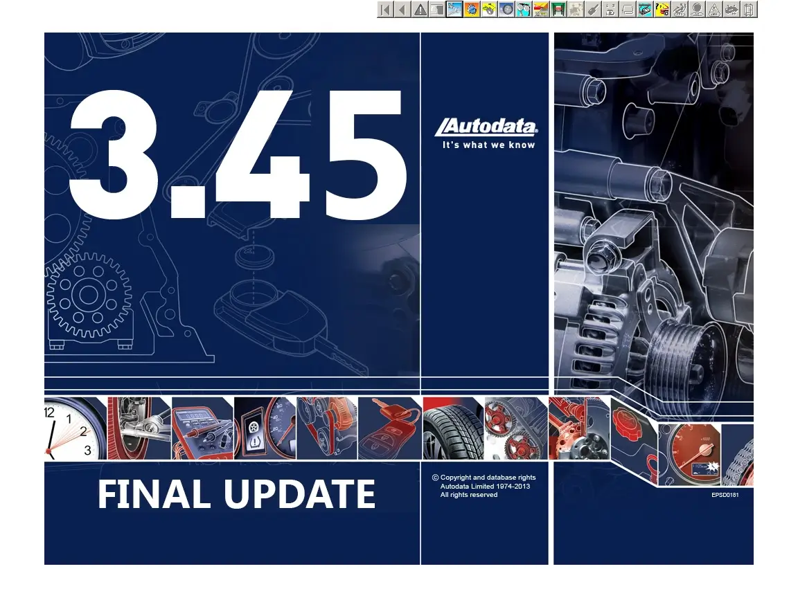 Autodata v3.45 start screen ready for workshop reference and printing