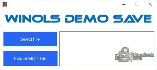 WinOLS demo project extraction module with file selection and MOD export