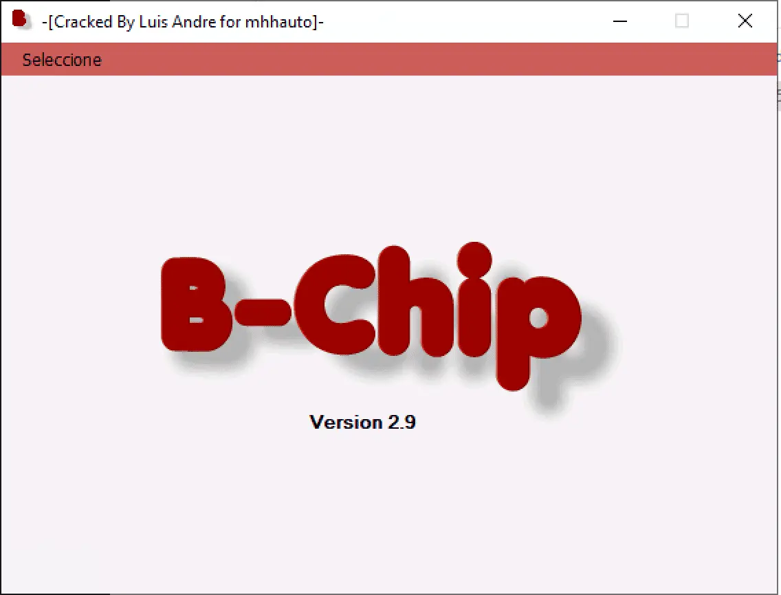  The splash screen for the B-Chip software, showing the name and version number 2.9.