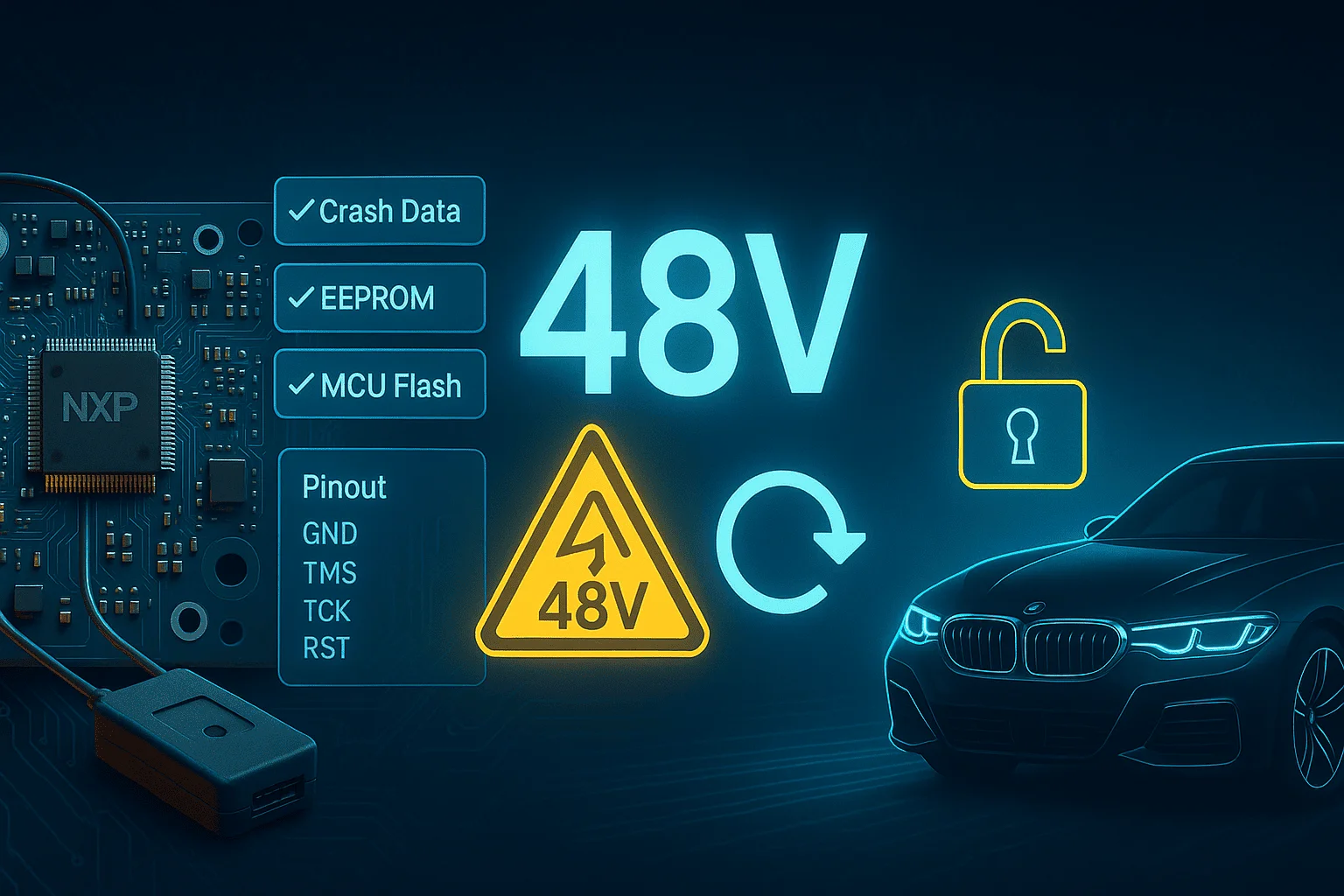 BMW 48V Battery Solution V2 for VVDI Prog and Multiprog, 48V battery pinout diagrams BMW, 48v-v2.rar download, BMS BAF CFLASH HSMCCODE files, bench programming, dead locked repair, repair kit, reprogramming, reset guide, virginize, BMS crash data clear, BMS reset, mild hybrid BMS dump, BMW G05 X5 48V battery fix, mild hybrid battery unlock, MPC5746G BMS flash dumps, Multiprog 48V battery firmware, Multiprog BMW 48V pinout, VVDI Prog 48V battery dumps, VVDI Prog BMW 48V connection