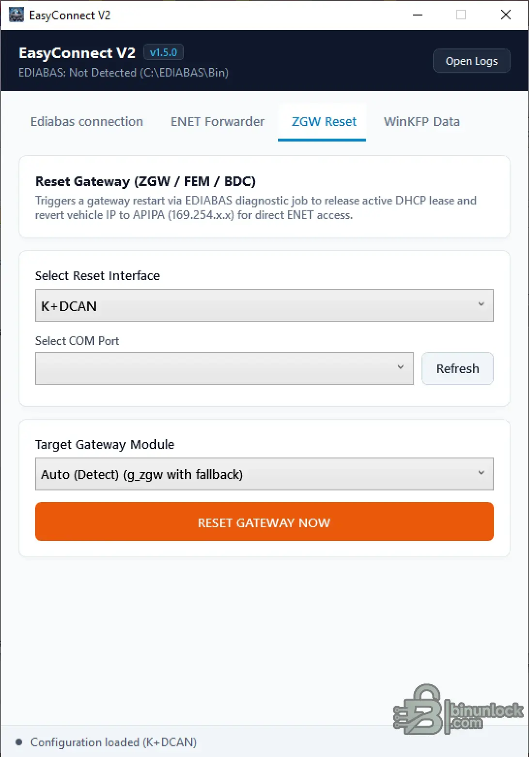 BMW EasyConnect ZGW FEM BDC gateway reset for direct ENET access