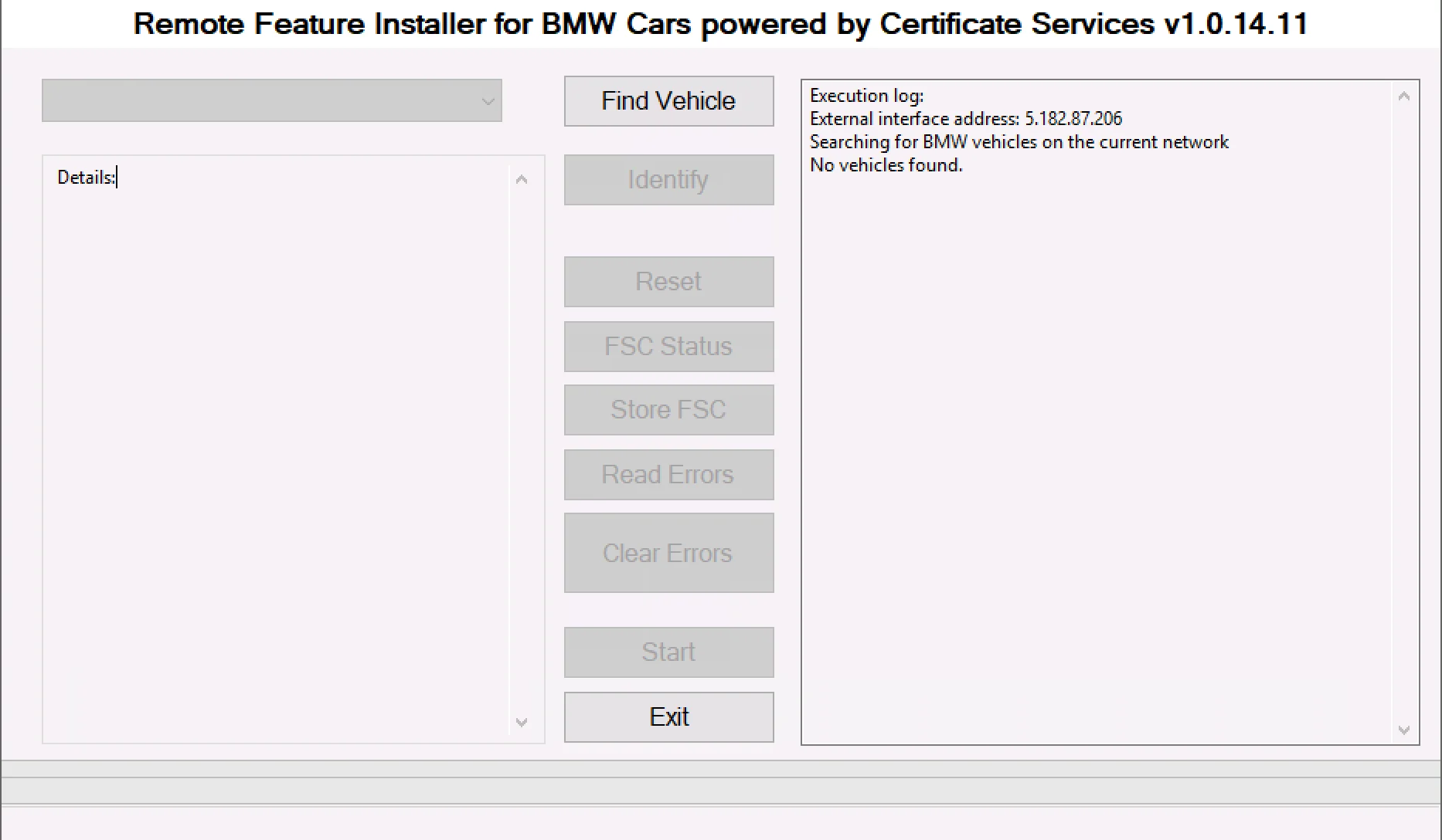 BMW Feature Installer v1.0.14.11 interface for remote CarPlay Fullscreen VIM and FSC management