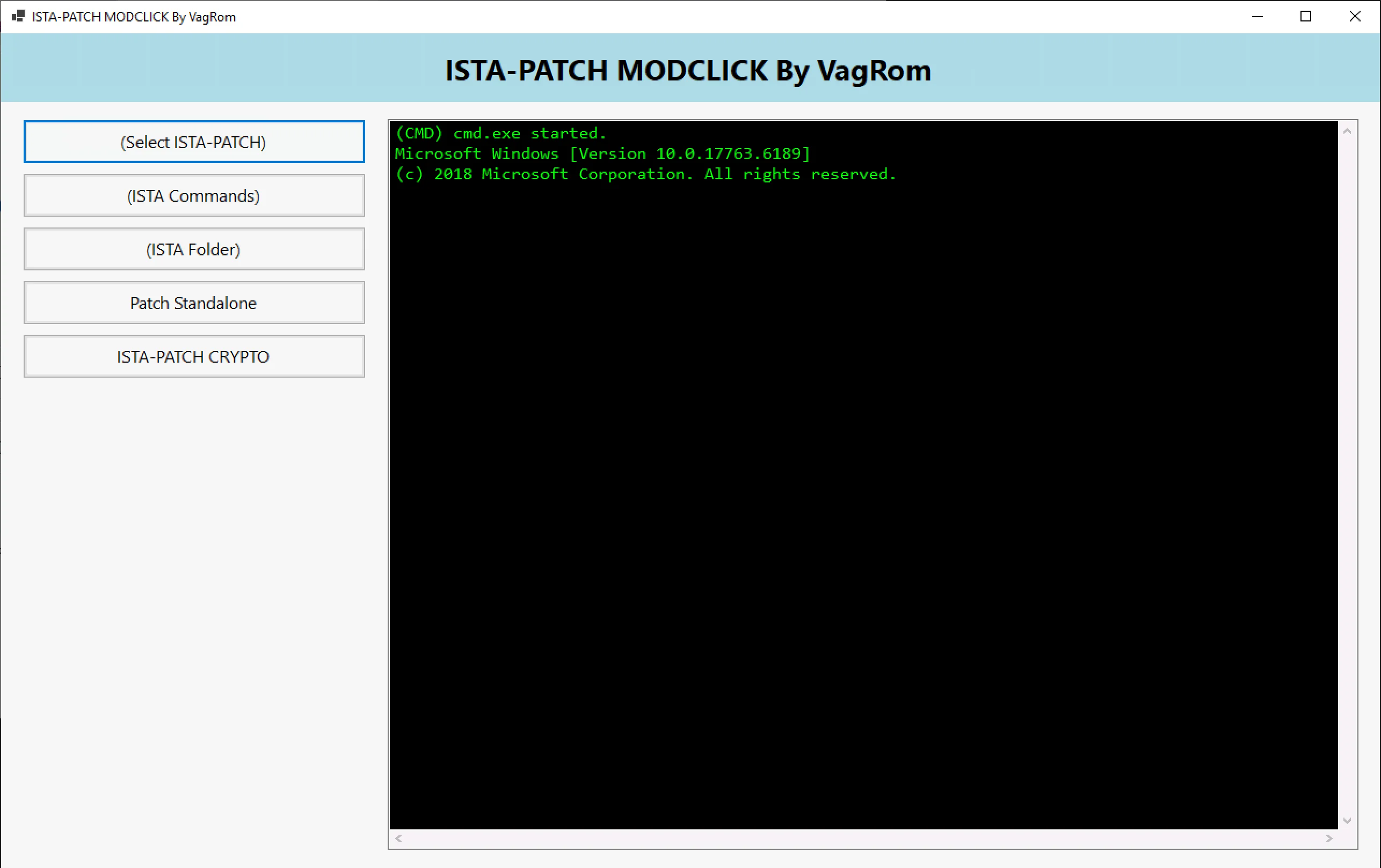 BMW ISTA configuration utility interface for managing ISTA environment settings on Windows