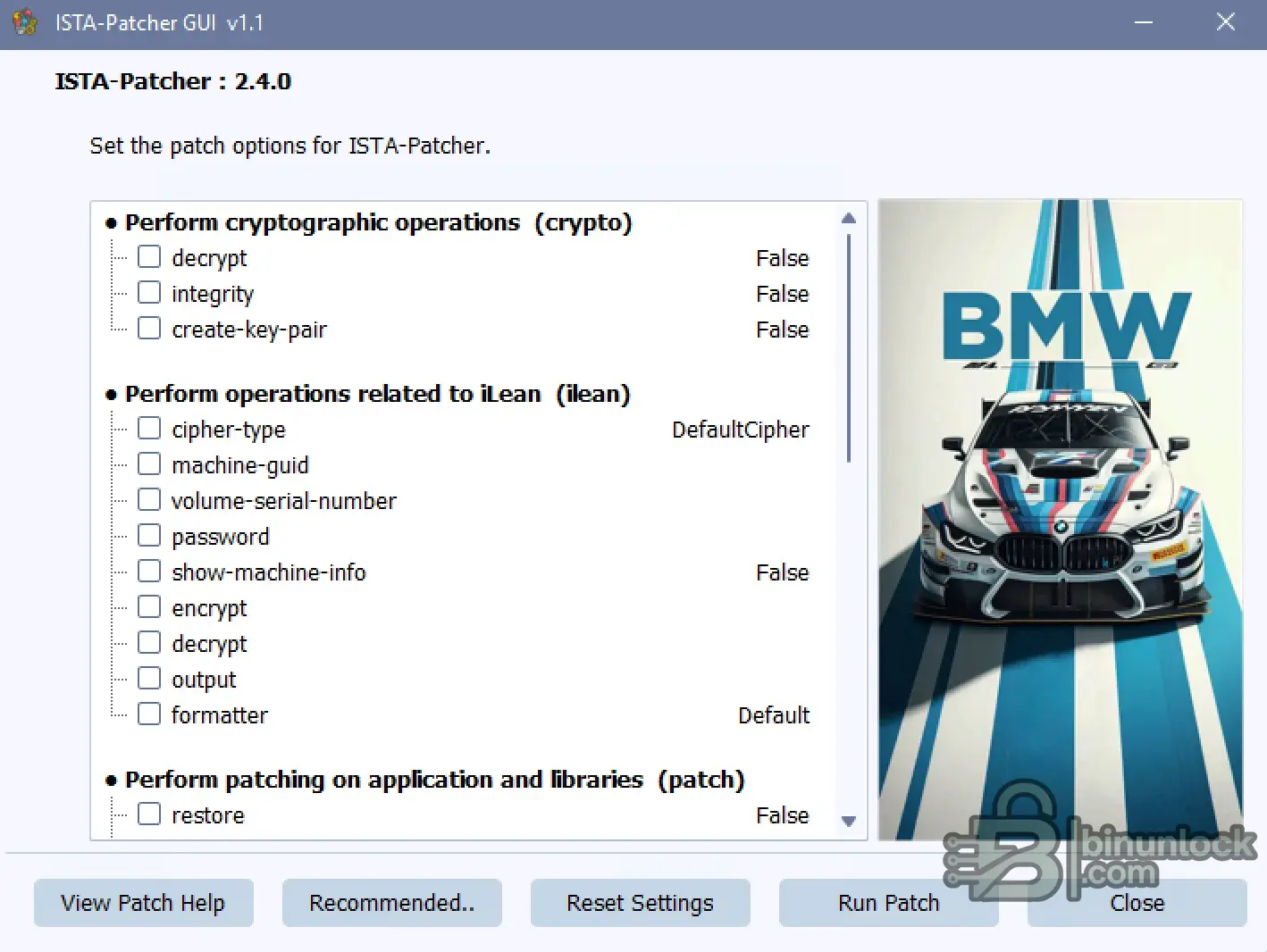 BMW ISTA support utility v1.1 GUI window for workstation configuration, diagnostics setup checks, and service environment tools.