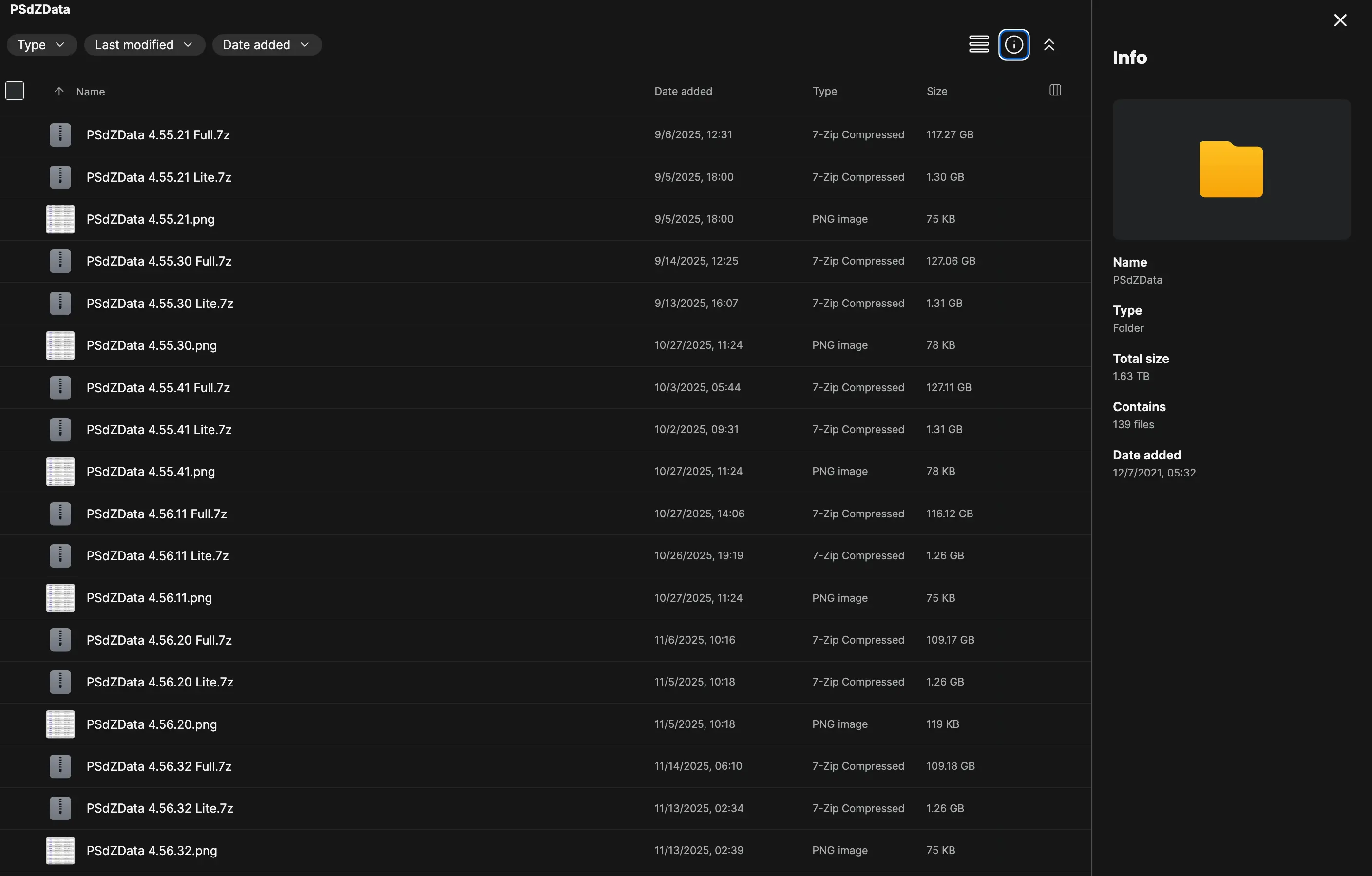 BMW PSdZData 4.29.31–4.56.32 full and lite programming data archives in folder list