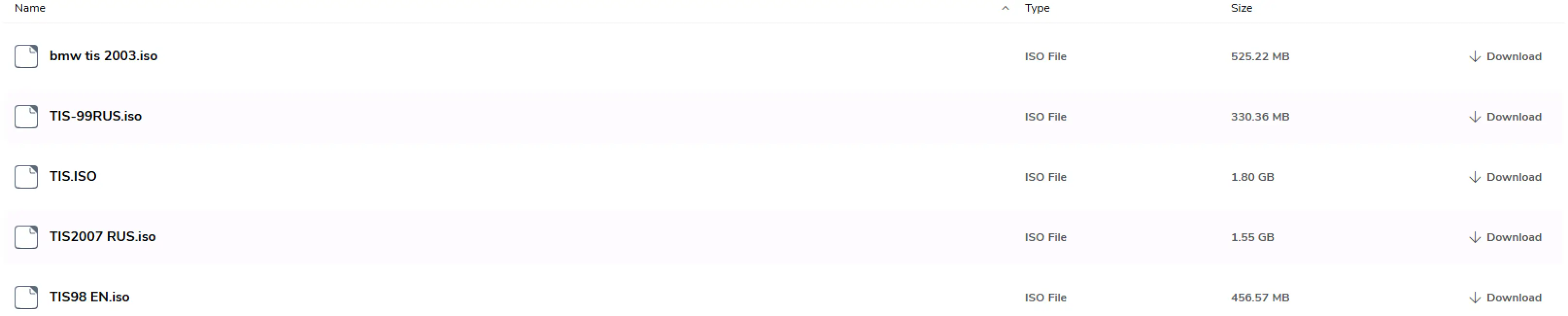 BMW TIS 98 99 2003 2007 ISO collection folder view showing multiple technical information discs.