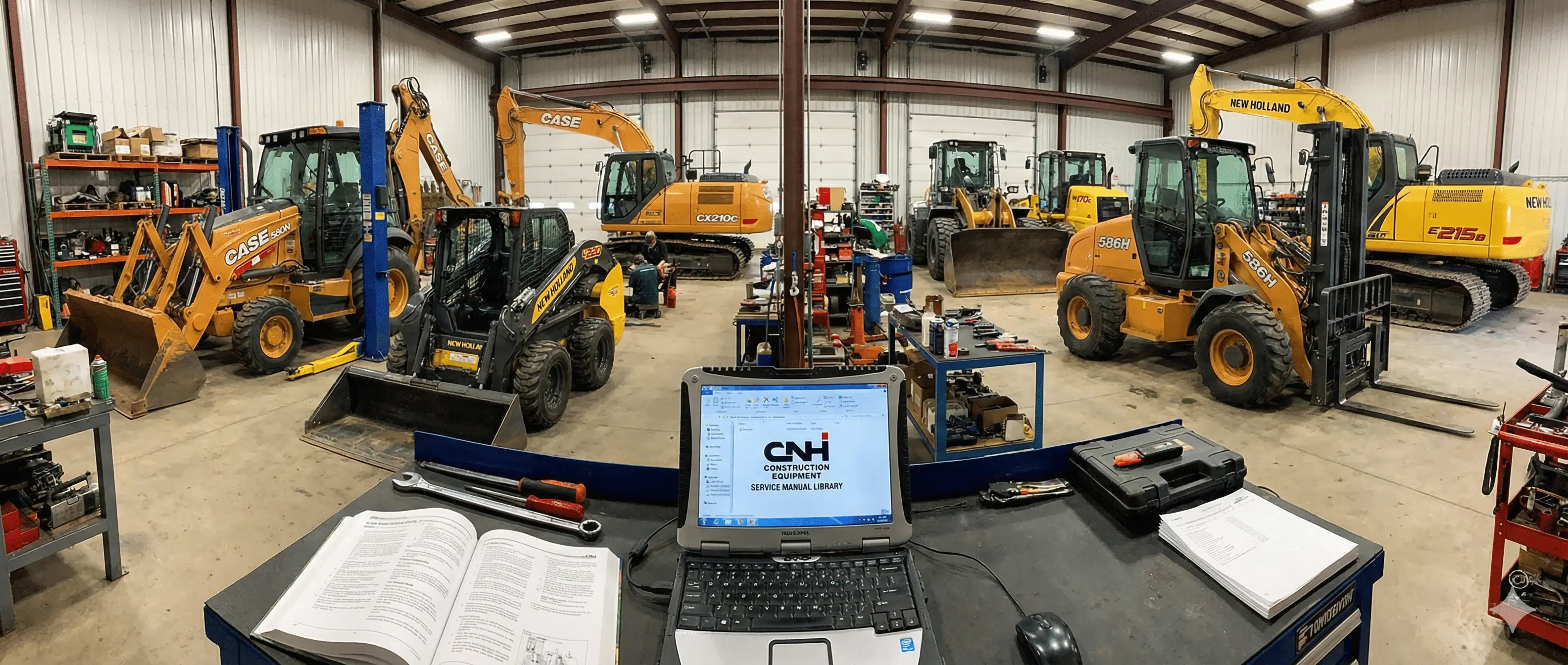 CNH CE service manual library (80gb) for Case and New Holland construction equipment, repair procedures, wiring diagrams, PDFs.
