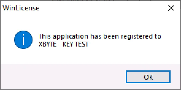 The WinLicense registration pop-up for ECM Titanium, showing the application has been successfully registered.