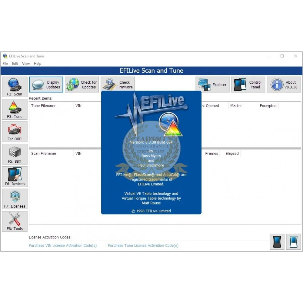 EFILive v8.4.70 Scan and Tune home with devices explorer and firmware check
