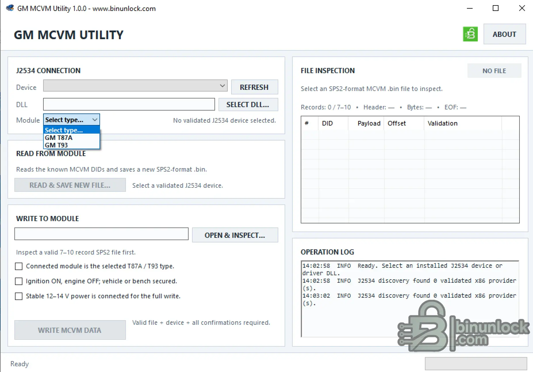 GM MCVM Utility for reading and writing solenoid characterization data on T87, T87A and T93 transmission modules through a J2534 interface.