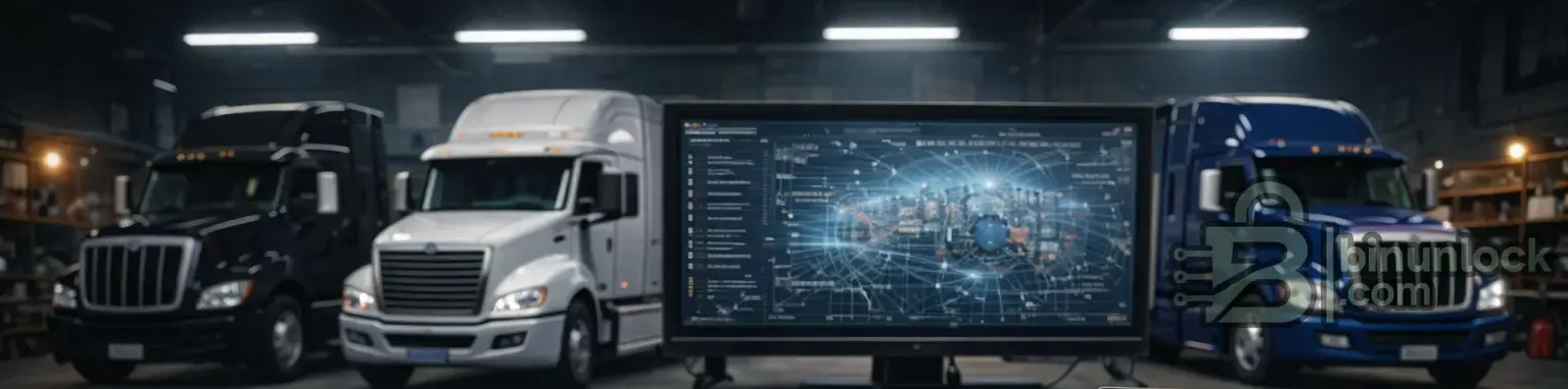 Heavy-duty truck service documentation pack index featuring multi-brand repair manuals, wiring diagrams, diagnostics references, DTC lists, and aftertreatment systems (EGR, DPF, SCR).