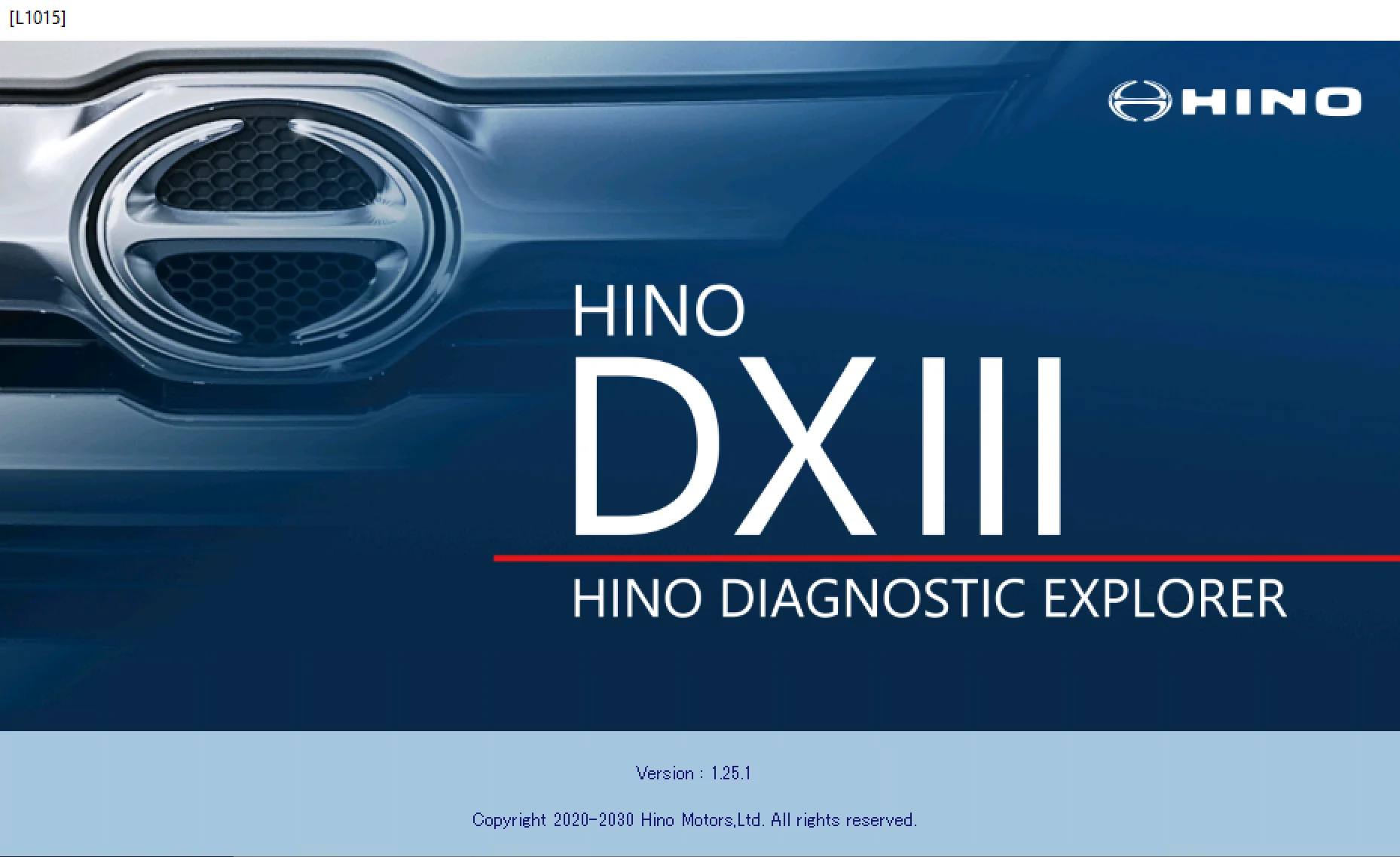Hino DX3 Hino Diagnostic Explorer splash screen version 1.25.1 for Hino truck and bus diagnostic software