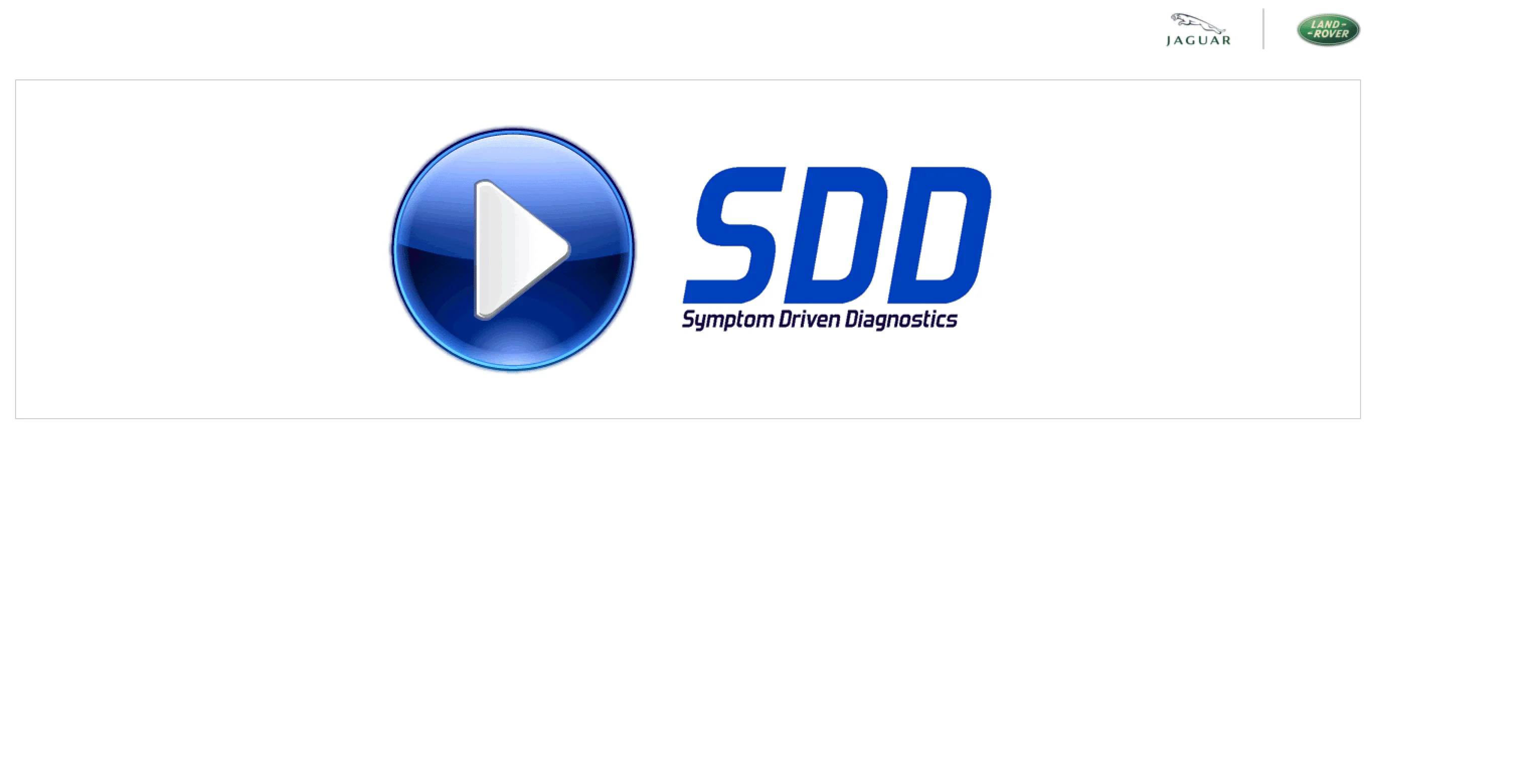 JLR SDD 167 splash screen with Symptom Driven Diagnostics logo for Jaguar and Land Rover.