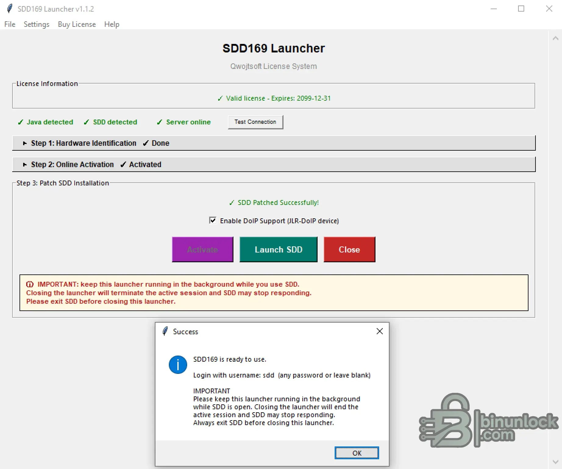JLR SDD 169 Launcher v1.1.2