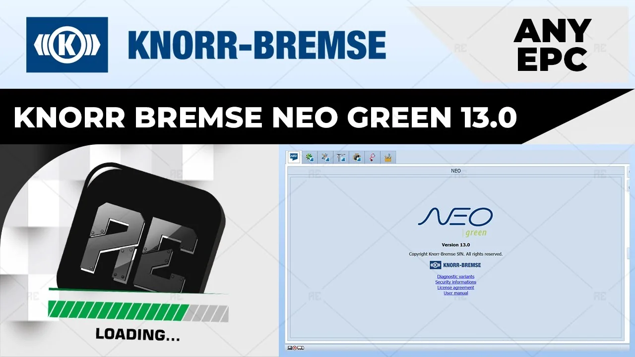 Knorr Bremse NEO Green v13 start screen of the trailer diagnostics suite
