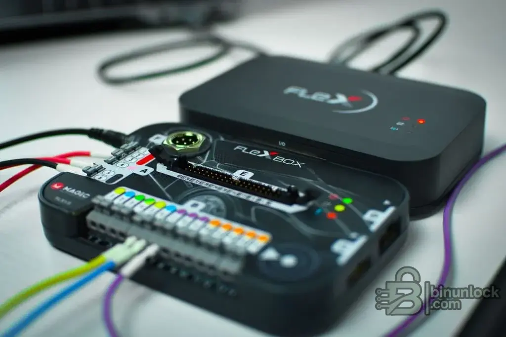 Magicmotorsport FlexBox bench accessory for ECU and TCU programming workflows.