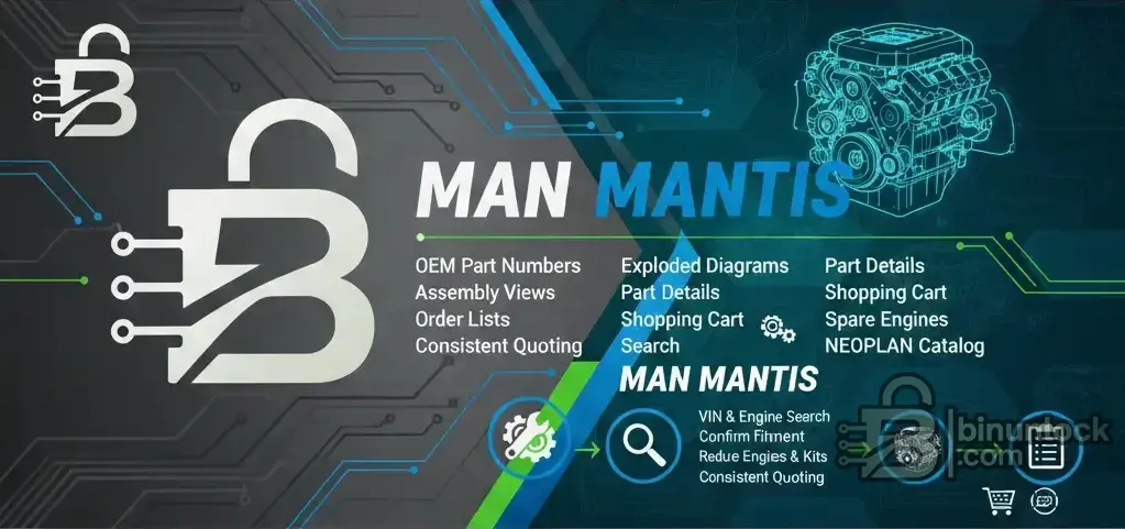 MAN MANTIS 04-2024 archive list for VIN lookup, parts catalogue data, and service modules.