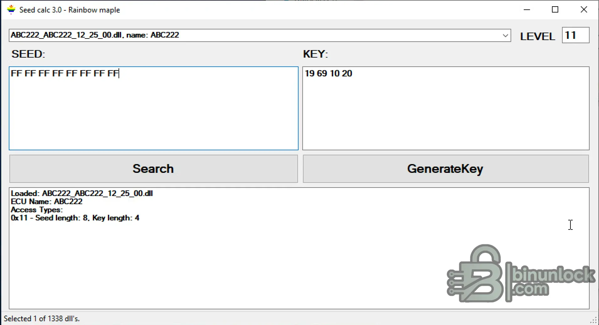 The main interface of Seed Calc 3.0 (Rainbow Maple)