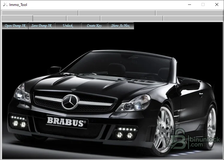 Immobilizer tool infrared dump workspace with open, save, unlock, create-key and hex-view commands