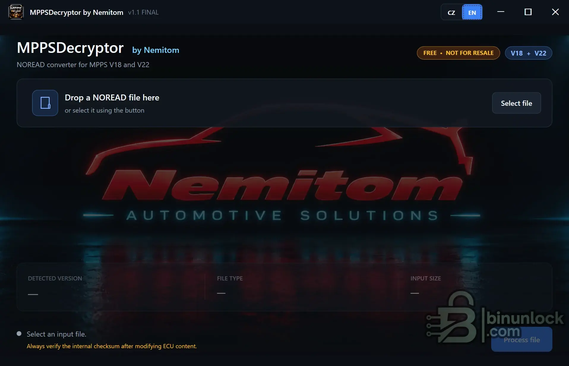 MPPSDecryptor by Nemitom for converting MPPS V18 and V22 NOREAD ECU files into readable format