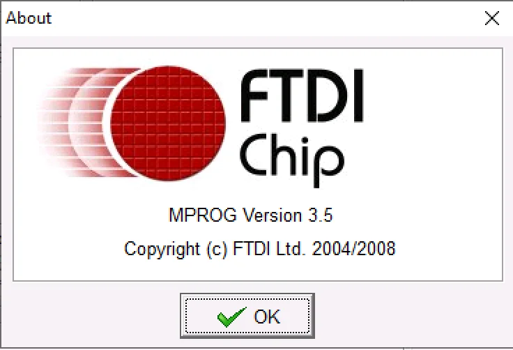 MProg v3.5 about window for FTDI EEPROM programming utility