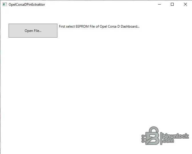 Opel Corsa D PIN Extractor interface prompting for a dashboard EEPROM file