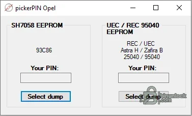 Opel EEPROM PIN Picker interface for SH7058 and UEC or REC 95040 dumps