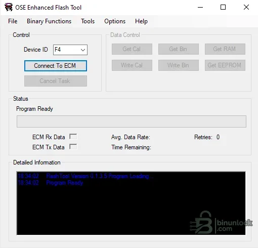 OSE Enhanced Flash Tool interface with Delco ECM connection and calibration memory controls