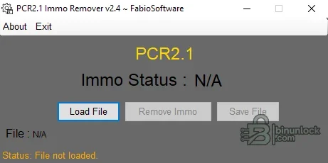 PCR2.1 Immo Remover 2.4 application window for SIMOS PCR2.1 ECU files