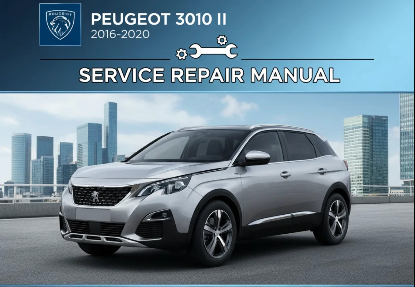 Peugeot 3008 II 2016–2020 service manual cover with crossover SUV image and title banner
