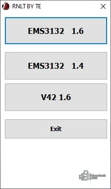 RNLT by TE interface with Renault EMS3132 and V42 engine calibration selections