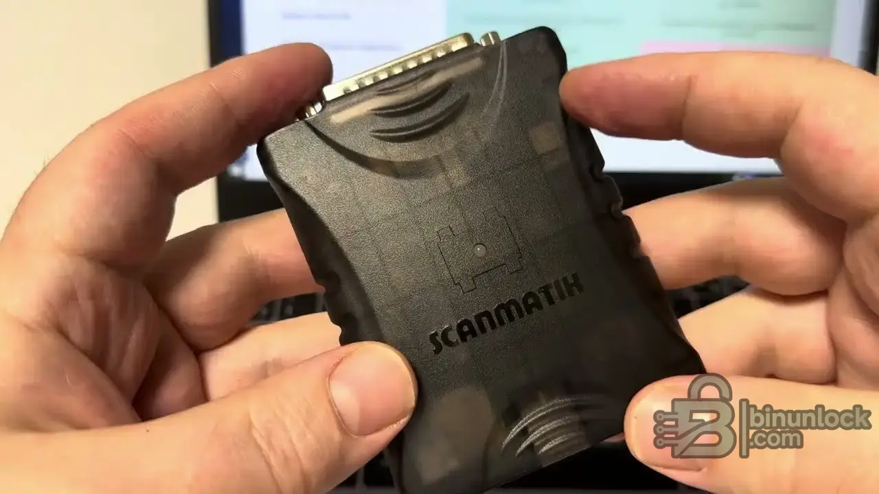 Scanmatik J2534 and RP1210 interface used with compatible ECU flashing and diagnostic software.