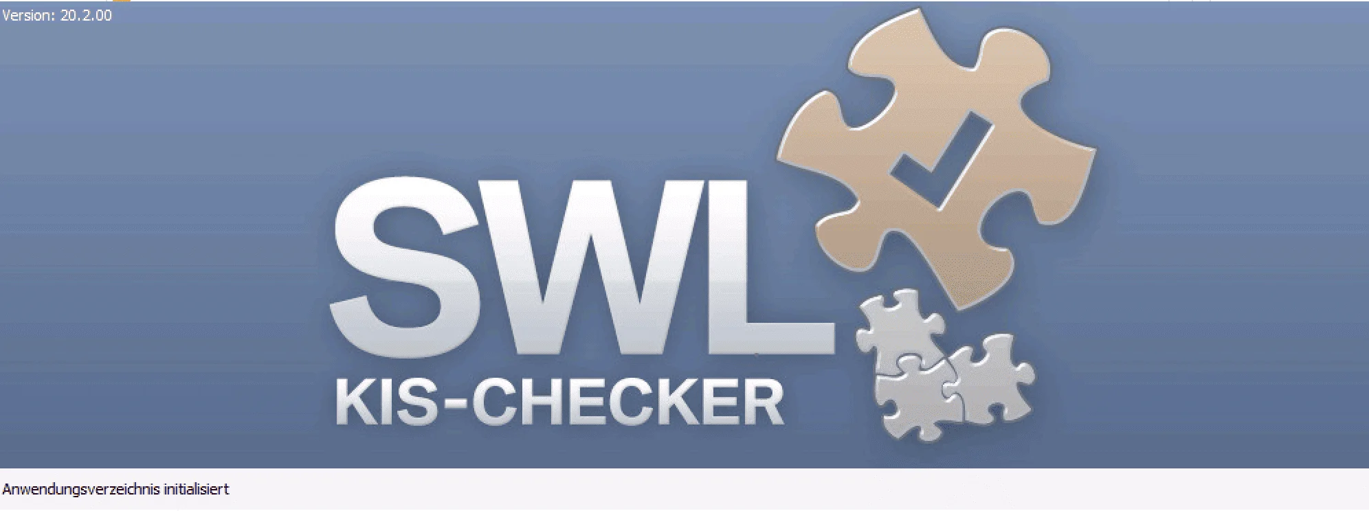 SWL KIS-Checker splash screen showing application version 20.2.00.