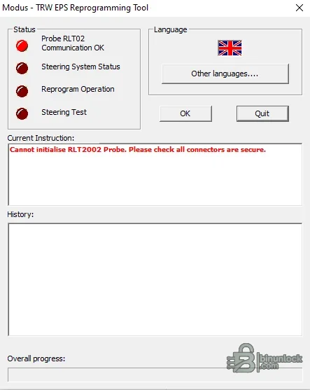 TRW EPS Renault Modus interface with communication, reprogramming and steering test controls