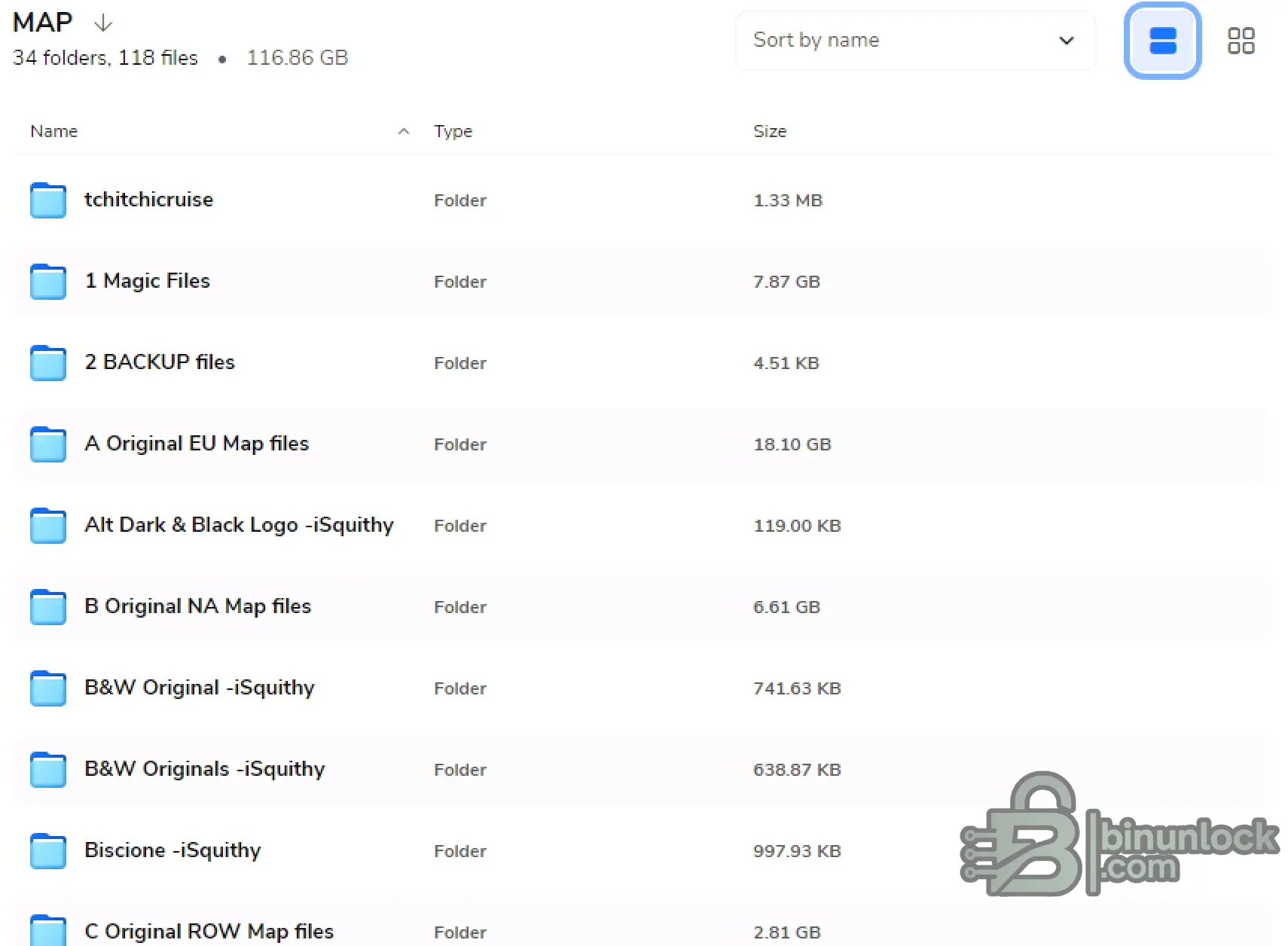 Folder view of Uconnect navigation map pack 2024v1 showing EU, NA and ROW archives plus tools and backup files.