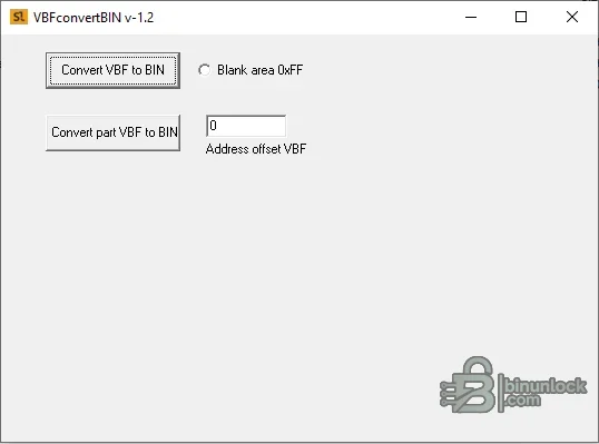 VBF firmware converter with full extraction, partial extraction, blank-area and address-offset controls