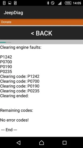 WJdiag clearing engine and gearbox DTCs (ECM/TCM) on Jeep Grand Cherokee WJ 2.7 CRD — P1242, P0700, P0190, P0235 resolved