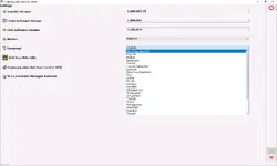 Settings screen in Honda i-HDS, displaying software versions for i-HDS (1.009.001) and HDS (3.105.036) and a dropdown list of supported languages.