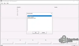 A screenshot of the BMW NCS-Expertentool software prompting the user to choose a profile, with options like Manipulation, Factory Coding, and NCS Dummy profile.