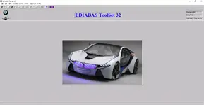 The main interface of EDIABAS ToolSet 32 (Tool32) version 4.0.3, an engineering tool for BMW diagnostics.