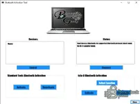 The interface of the Bluetooth Activation Tool, which includes functions to activate Bluetooth for both BMW Standard Tools and ISTA-D.