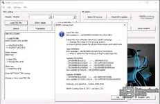 A help dialog box in BMW Coding Tool v2.5.0 explaining its main functions, such as loading TRC files, saving MAN files, and updating SP-Daten and WinKFP.