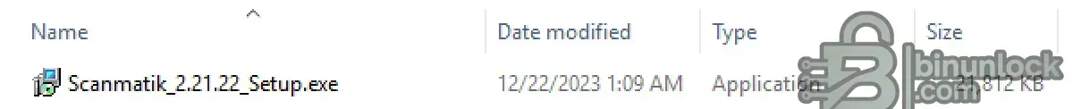 The Windows installer file for Scanmatik software, version 2.21.22 (Scanmatik_2.21.22_Setup.exe).
