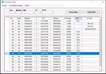The interface of the 7G SCN tool by Samik, used for editing SCN (Software Calibration Number) data for Mercedes 7G-Tronic transmission control units. The interface of the 7G SCN tool by Samik, used for editing SCN (Software Calibration Number) data for Mercedes 7G-Tronic transmission control units.