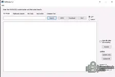 The user interface of SW Finder v5.2, a utility for searching and downloading CFF and SMR-F firmware files from the Mercedes-Benz database.