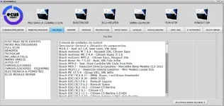 The Full ECUs database in ECUS PROG v1, listing various Bosch ECUs like Motronic, ME17.5, and EDC15. The Full ECUs database in ECUS PROG v1, listing various Bosch ECUs like Motronic, ME17.5, and EDC15.