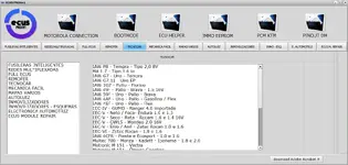 The Tecnocar section in ECUS PROG v1, showing a list of ECUs for vehicles like the Fiat Palio and Ford Ranger. The Tecnocar section in ECUS PROG v1, showing a list of ECUs for vehicles like the Fiat Palio and Ford Ranger.